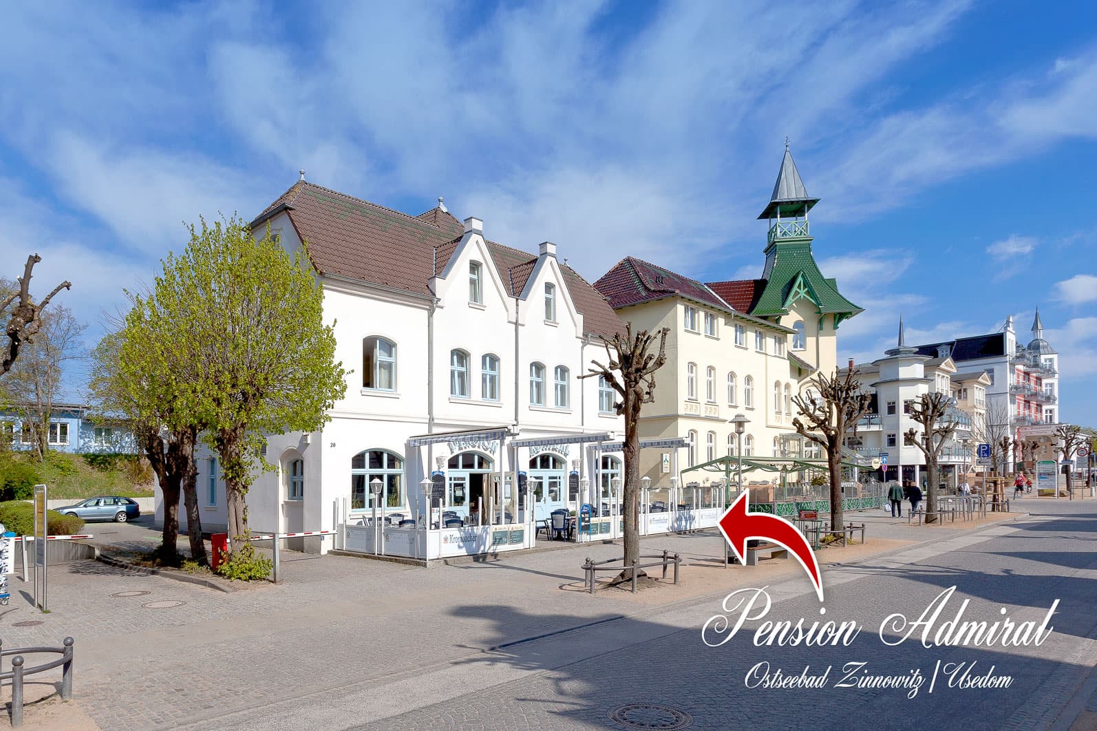 Außenansicht der Pension an der Promenade in Heringsdorf