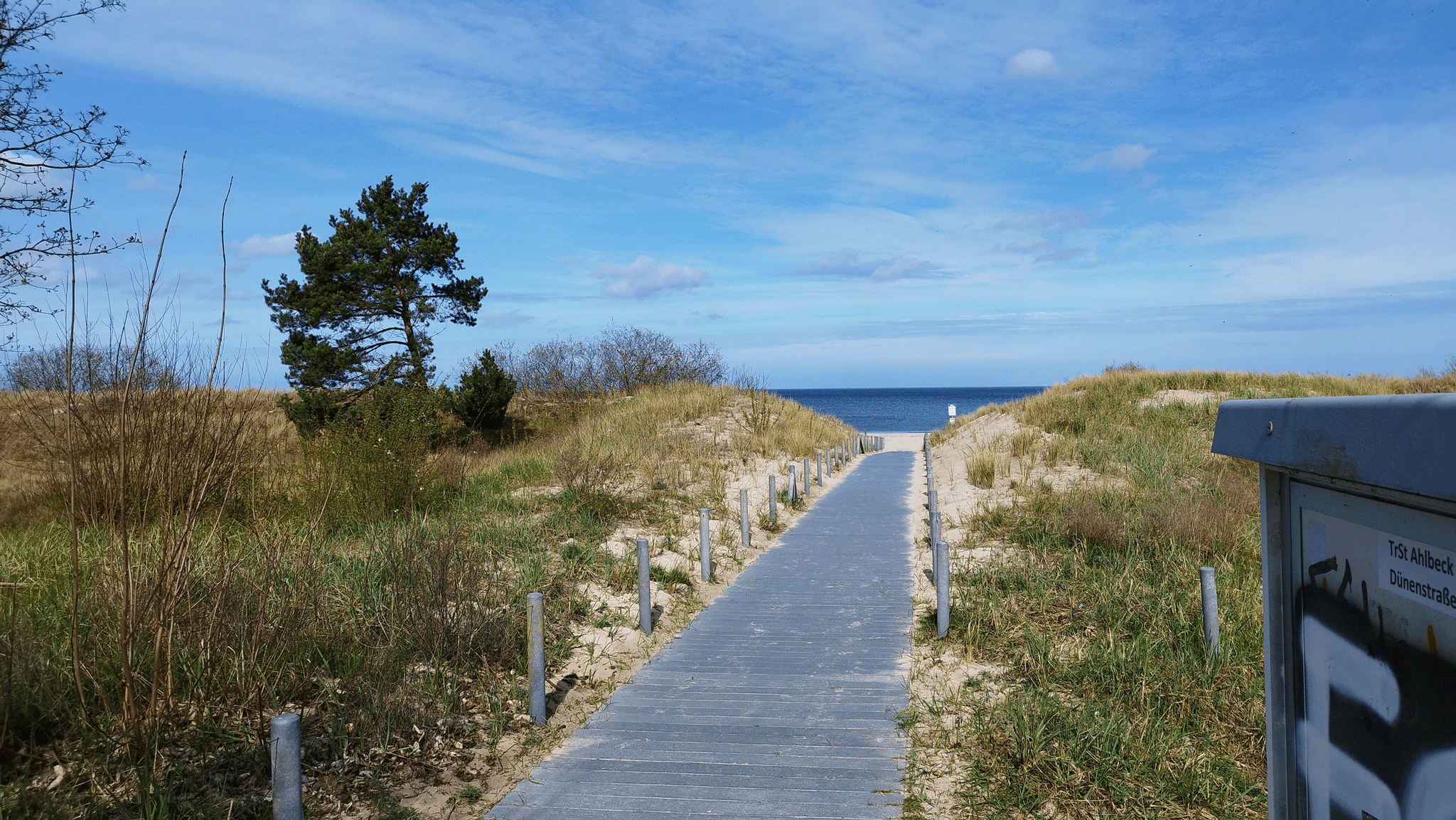 Holzweg führt über eine Düne zum Strand