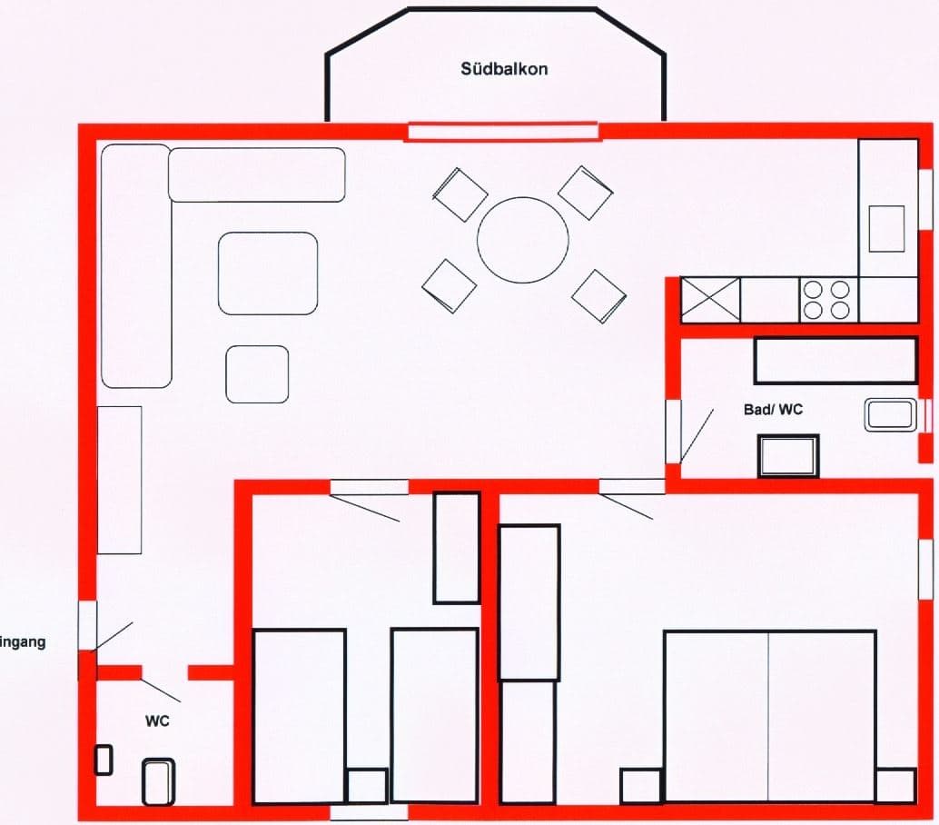 Grundriss der Ferienwohnung Daniela