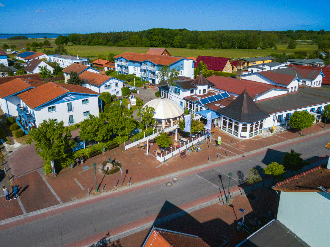 Ansicht des Hotels aus der Vogelperspektive