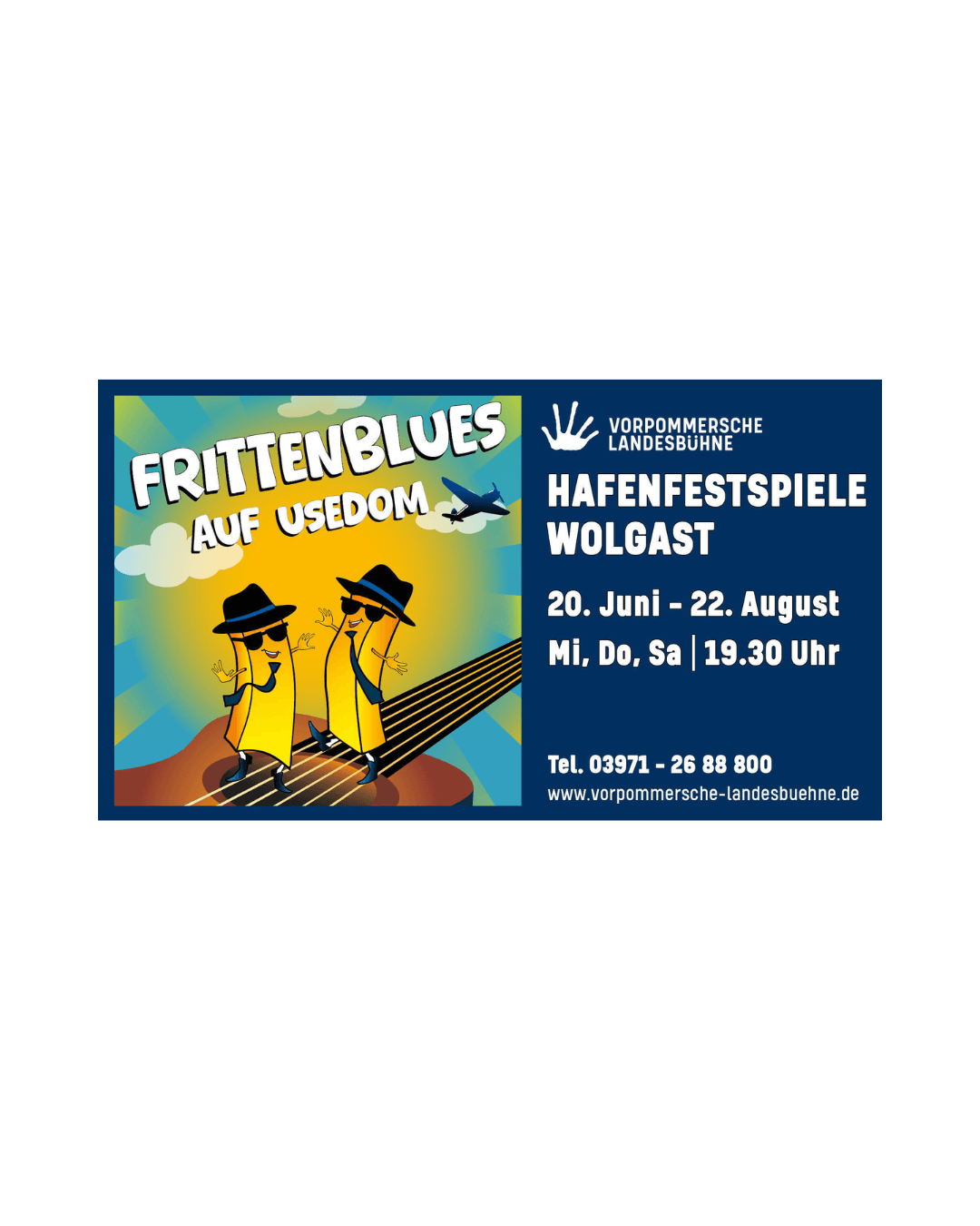 Vorpommersche Landesbühne, Stück 2026: Frittenblues auf Usedom bei den Wolgaster Hafenfestspielen